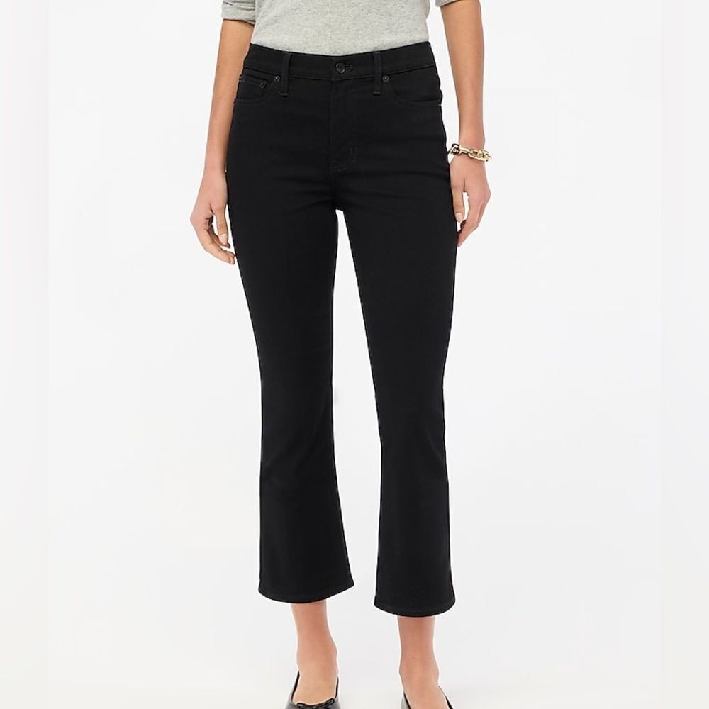J.Crew Flare crop Mid Rise jean Black stretch size 32 NWT in packaging